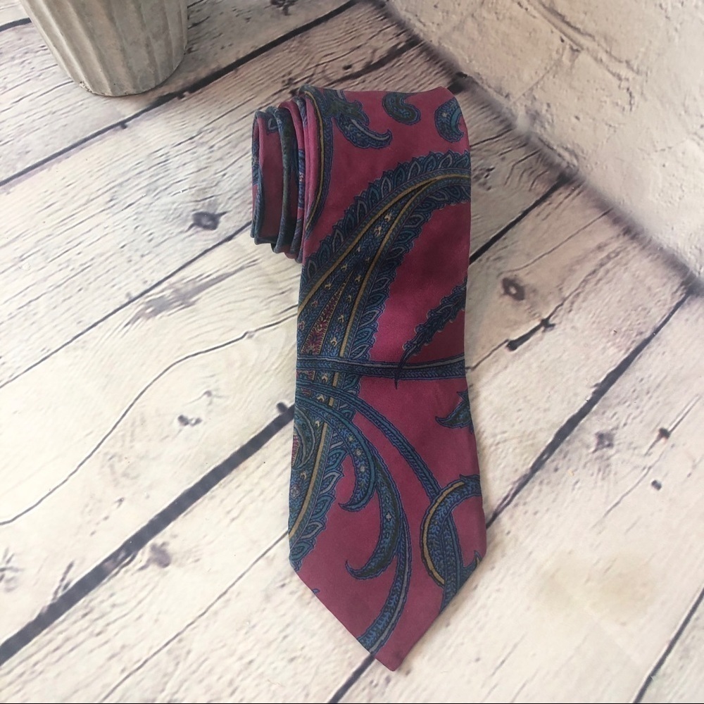 Pink and Blue Paisley  Silk Tie
